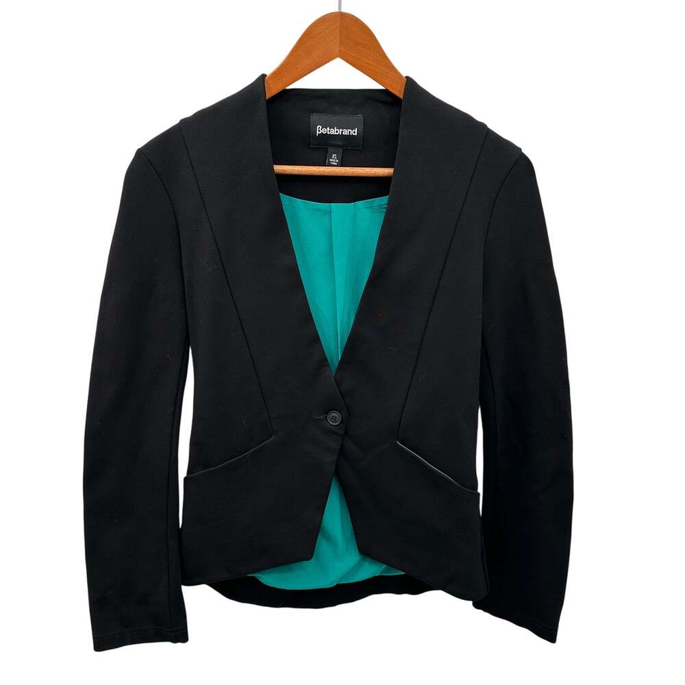 BETABAND Black Stretch Collarless Blazer // XS
